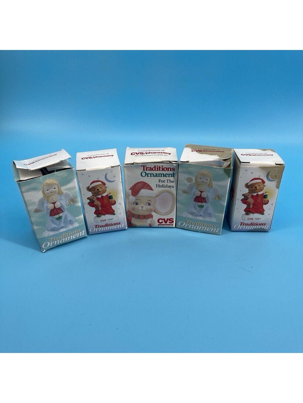 VTG 1997 CVS Traditions Christmas Ornaments Set of 5 New in Boxes